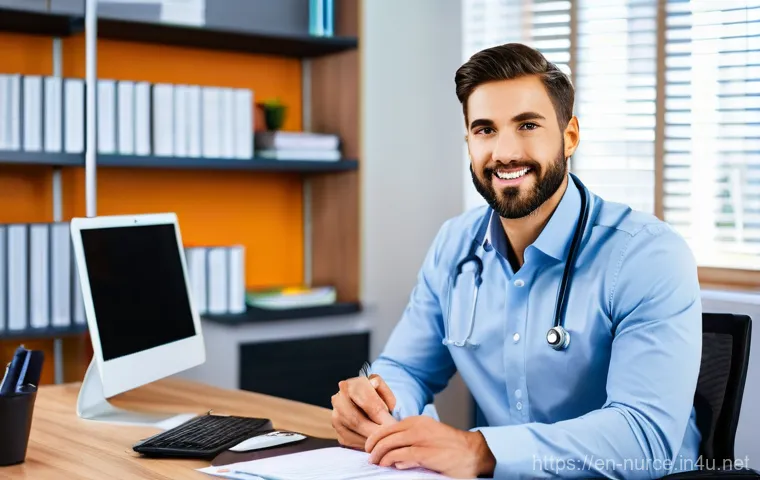 간호사 연봉 협상 팁 - **Prompt:** A highly detailed, photorealistic image of a female nurse in her late 20s to early 30s, ...