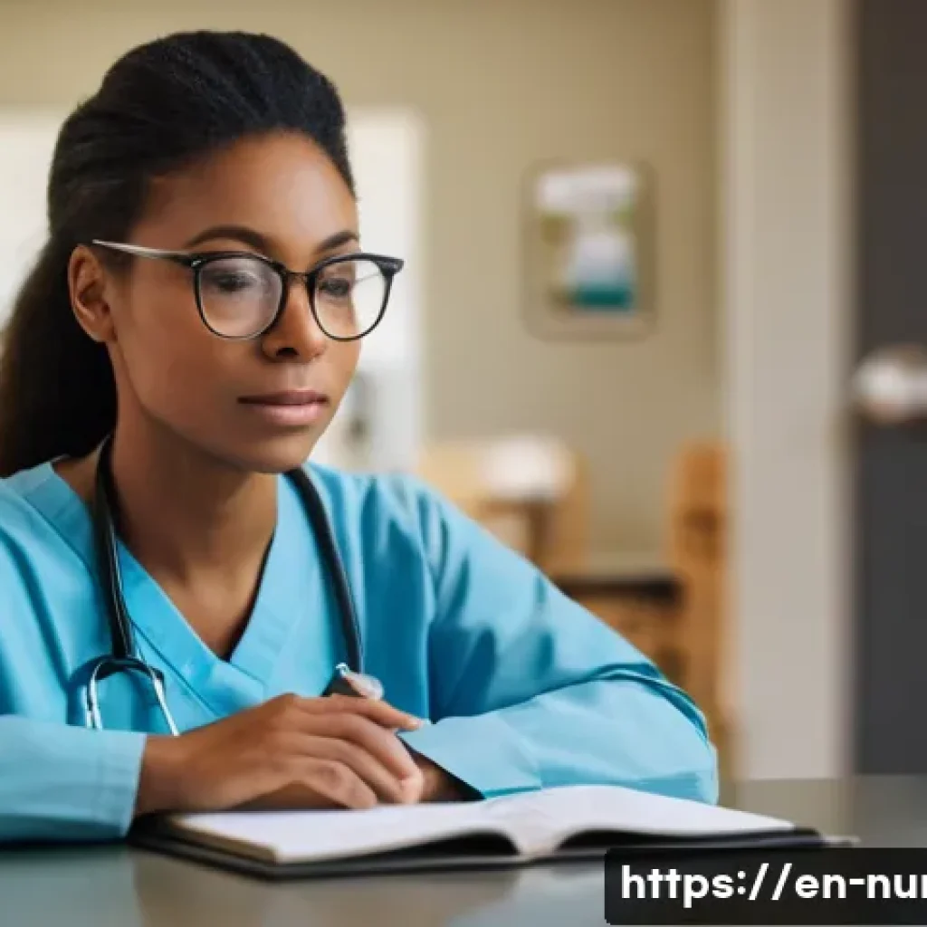 간호사로서의 시간관리 비법 - **Prompt:** A serene, focused female nurse in her late 20s to early 30s. She is sitting at a clean, ...