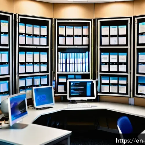 Home 31 간호사의 논문 작성 가이드 - A professional nursing researcher in a modern academic office, surrounded by multiple computer scree...