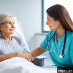 Home 18 간호사와 환자 간의 의사소통 방법 - A compassionate nurse attentively listening to a middle-aged patient in a bright, modern hospital ro...